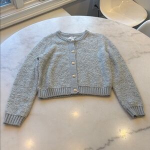 NWT GAP Light Gray KNOTTED KNIT Cardigan with gold buttons